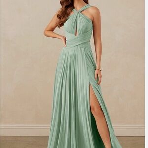 Azazie Dusty Sage Bridesmaid Dress Christian Siriano 1009- Size 6 Custom